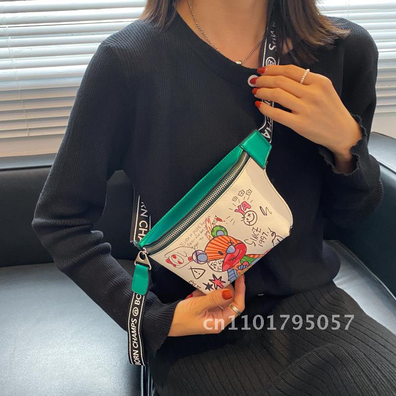 Colorful Graffiti Crossbody Bag Fashiable And Cute Small Chest Bag Waist Bag, Casual Trampoline Bag, Shoulder Bag Backpack