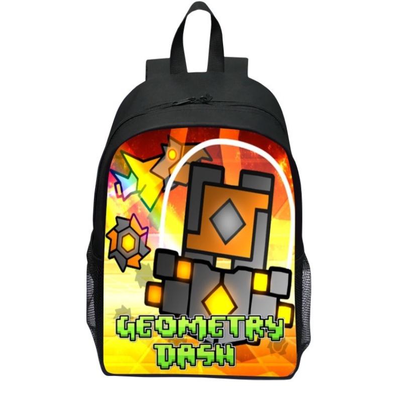 16-inch Children's Backpack Set Geometric Dash Durable Shockproof And Lightweight