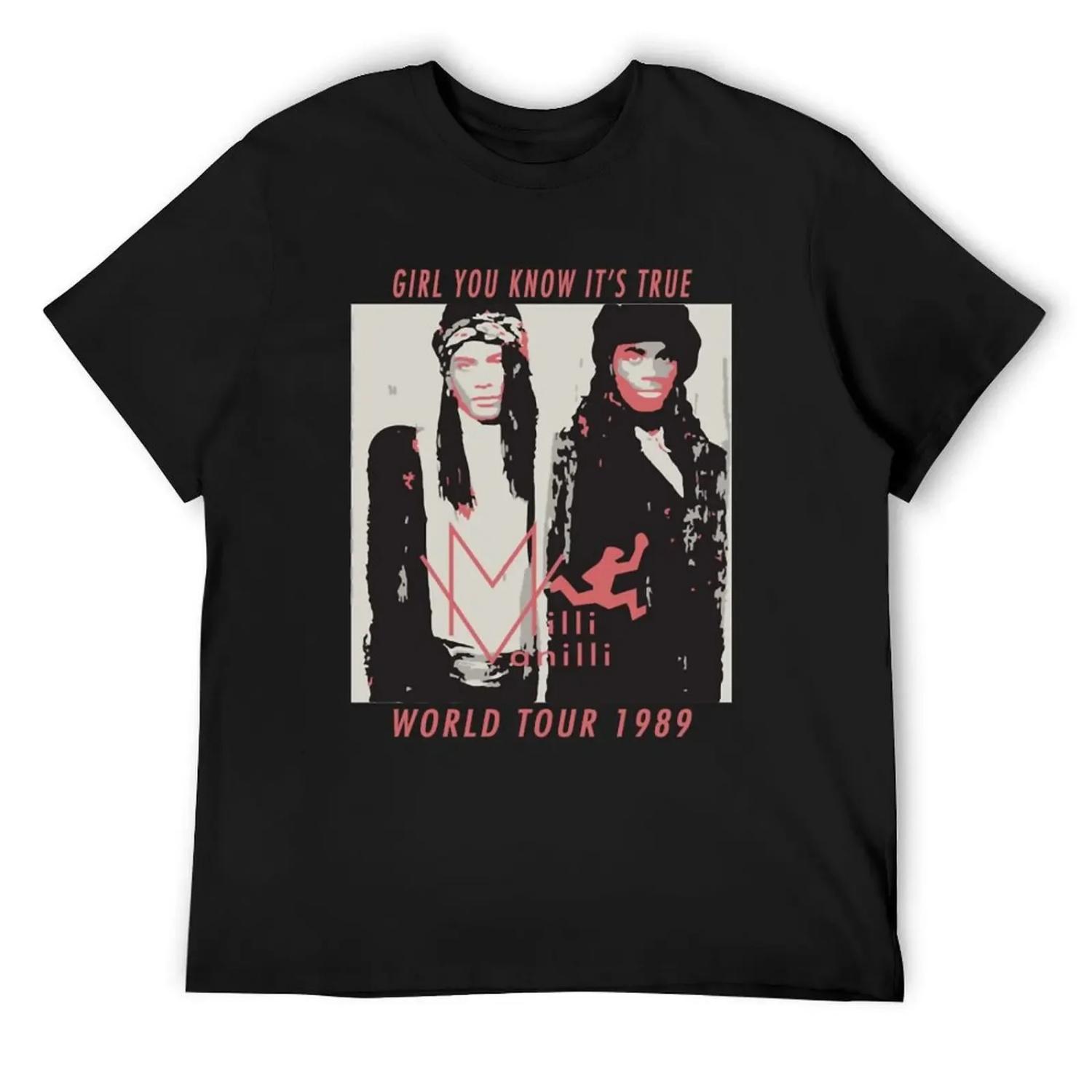 Milli Vanilli World Tour 1989 T-Shirt Personalized t-shirt graphics vintage clothes men clothes S чёрный