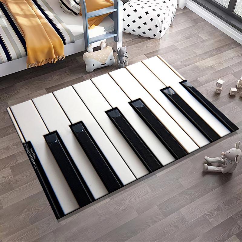 Teppich mit Klaviertastenmuster für Wohnzimmer oder Schlafzimmer Dekor Teppich Geeignet für die Verwendung als Anti-Rutsch-Matte für Wohnzimmer Schlafzimmer Sofas