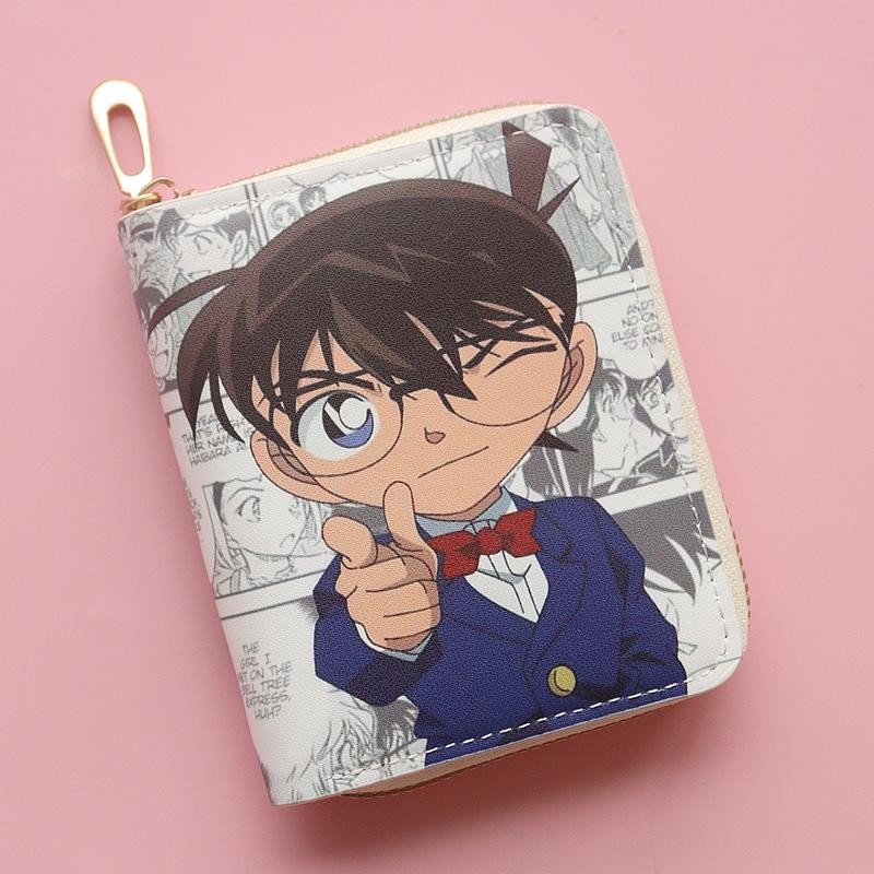 

2025 Новый мужской короткий кошелек на молнии с изображением мультфильма «Конан» – Мини-кошелек для монет и держатель для карт