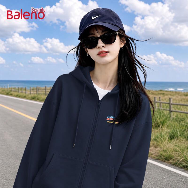 Baleno Women's Casual Loose Fit Zip-Up Hooded Sweatshirt