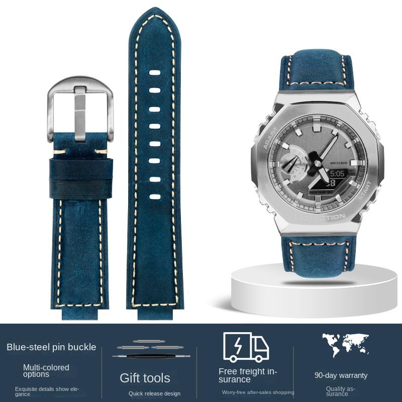 For Casio AP Farmhouse oak Watchband GA-2100 GM-2100 Modified frosted vintage leather watch strap 16m men Wrist band accessories