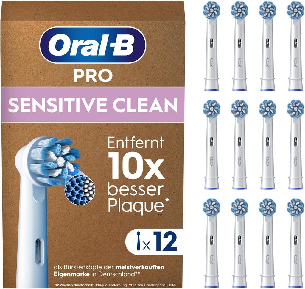Braun Oral-B Sensitive Clean PRO Replacement Brushes, Soft Ultra-Fine Bristles, 12-Pack (EB60X-12) [Parallel Import]