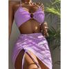 Rim Bikini Three-piece Split Bikini Pleated Women's Swimsuit