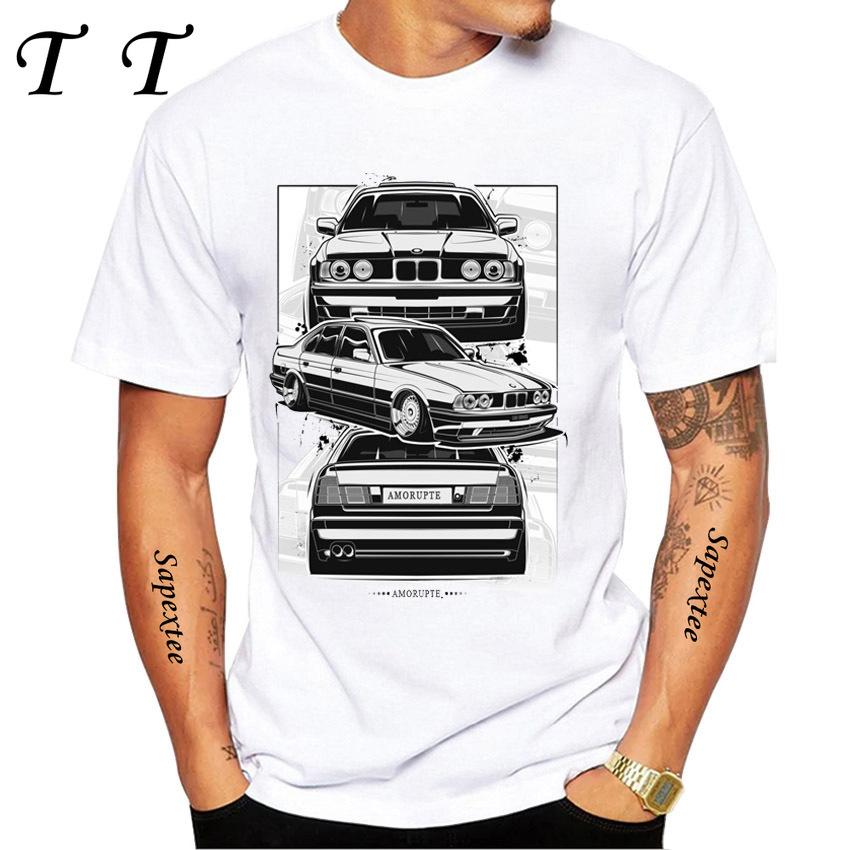 Ny Sommar Herr Kortärmad Vintage Tyskland EUDM E36 M3 T-shirt Legend Sportbil Design Pojke Vardagstoppar Cool Man T-shirts Vit