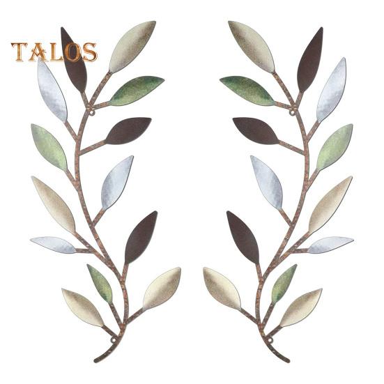 

2 шт./компл., настенное искусство с листьями, без заусенцев, добавляет теплую атмосферу, долговечный современный металлический лист, настенная прокрутка, ветка, настенная скульптура над кроватью