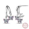 Curved Claw Snowflake Four-Leaf Star Stud Earrings For Women Shining Cubic Zirconia Fashion Ear Studs Daily Party Wear Jewelry