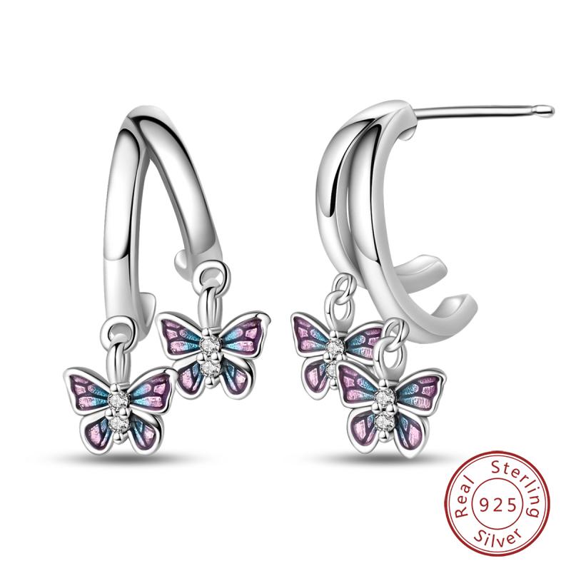 Curved Claw Snowflake Four-Leaf Star Stud Earrings For Women Shining Cubic Zirconia Fashion Ear Studs Daily Party Wear Jewelry