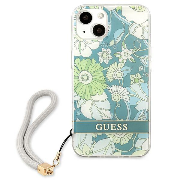 Etui do iPhone 13 mini Guess Flower Strap Zielone
