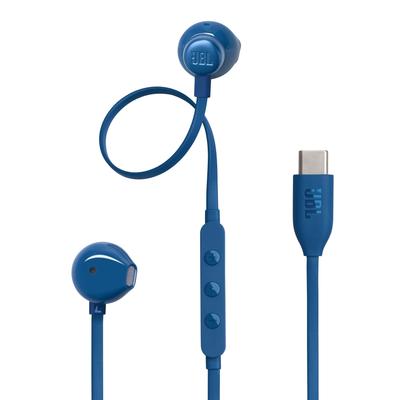 JBL TUNE 305C Wired In-Ear Headphones 12.5mm Dynamic Driver Hi-Res Audio 96 kHz 24-bit USB Type-C Open-Type Microphone Flat Cable Blue