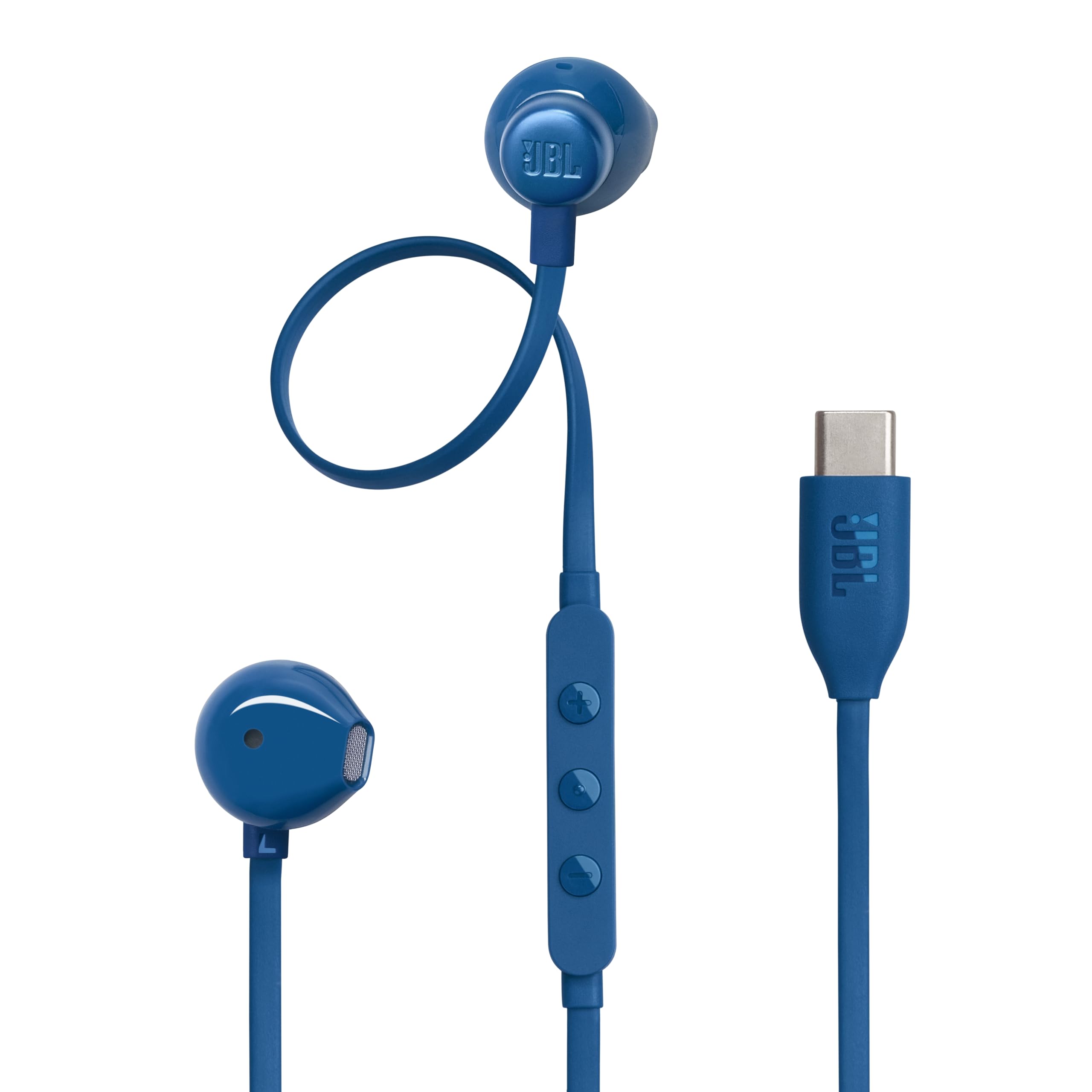 

JBL TUNE 305C Wired In-Ear Headphones 12.5mm Dynamic Driver Hi-Res Audio 96 kHz 24-bit USB Type-C Open-Type Microphone Flat Cable Blue