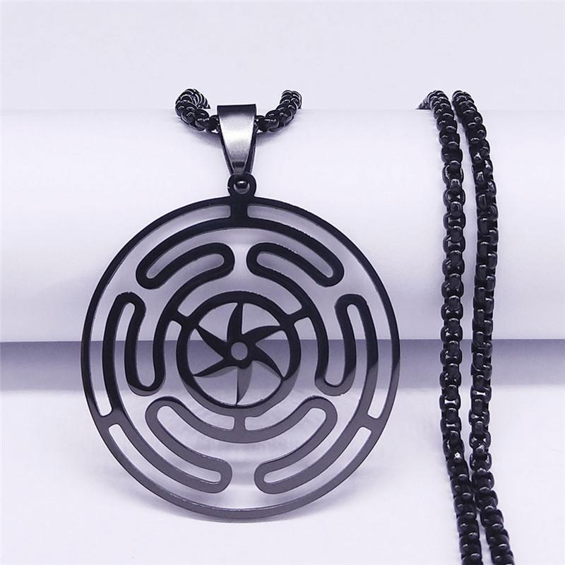 Hexe Hekate Rad Anhänger Halskette Edelstahl Wicca Magisches Symbol Hecate Schlange Schlüsselanhänger Damen Schmuck