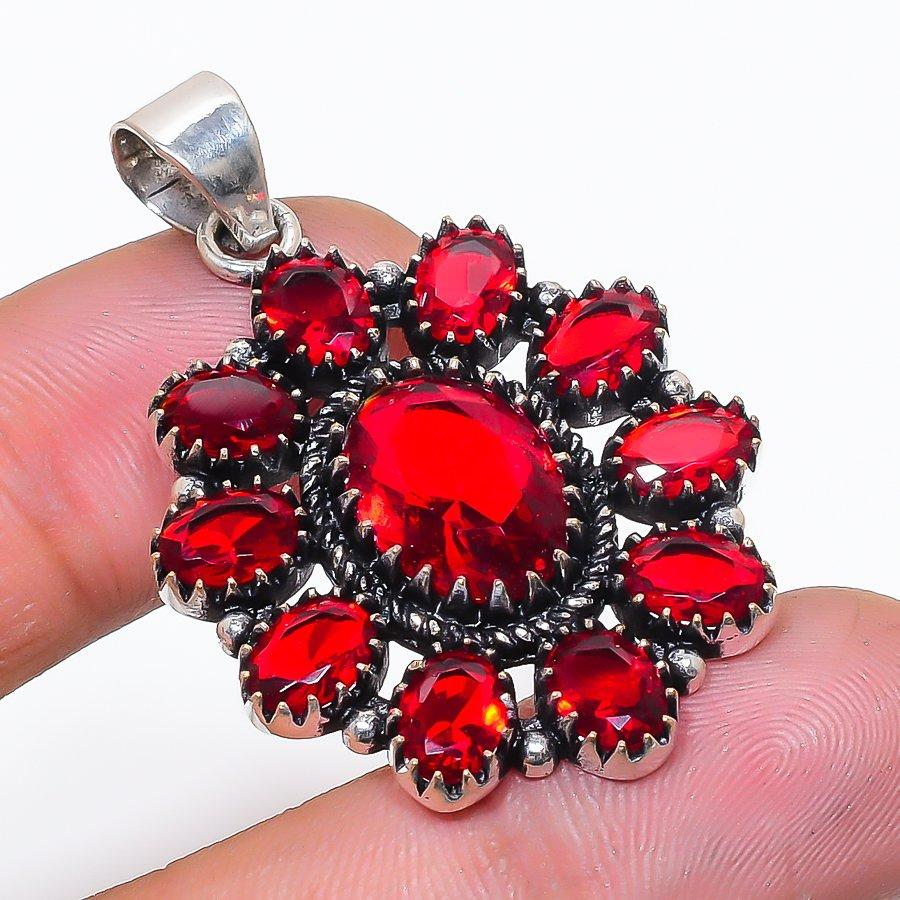 Натуральный гранат Мозамбика Камень 925 стерлингового серебра Подвеска 1,81  AP-14358