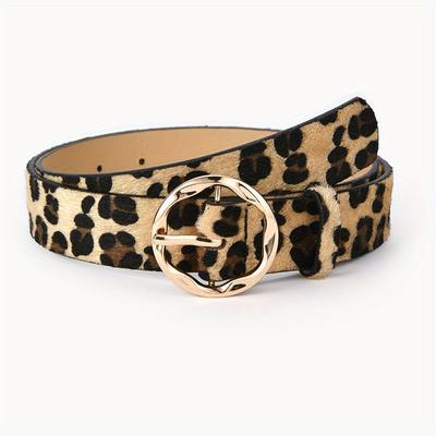 Damen Leopard Schlange Zebra Muster Schlangenleder Cos Haut Kreisnadel Goldene Schnalle Gürtel für Kleid Jeans Anzüge