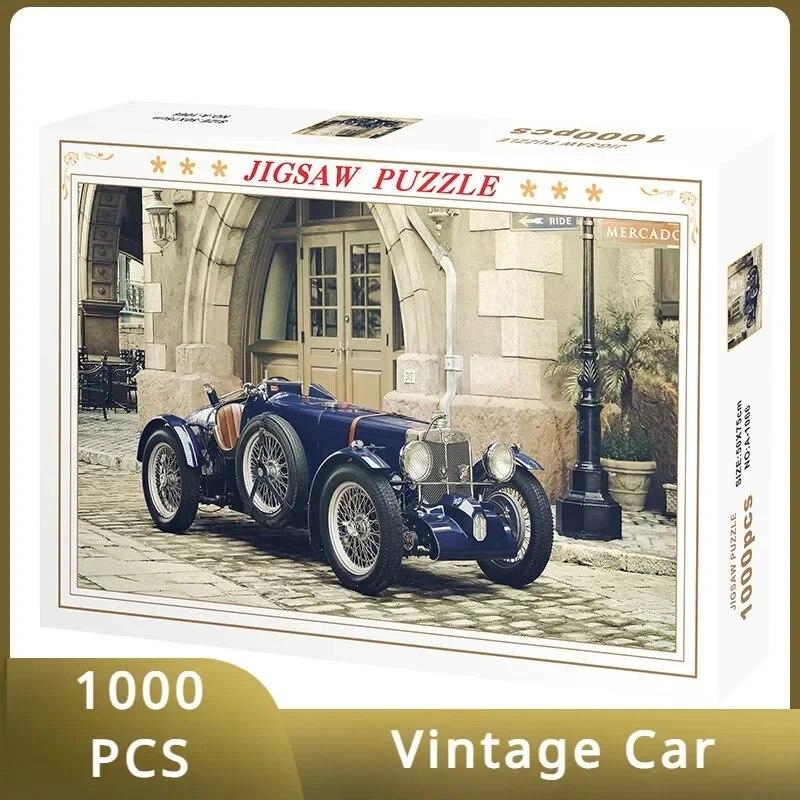 

Случайная упаковка, 75*50 см, бумажный пазл для взрослых, 1000 шт., винтажный автомобиль, снятие стресса, образовательные развлечения, Рождественский подарок