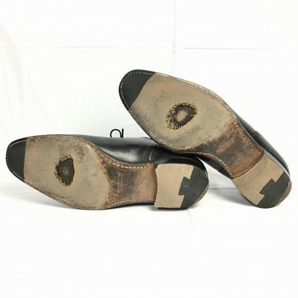 USED/Otsuka Seika/ Semi Brogue Cap Toe Business Shoes Black size 8.5 26.5-27.0 Men's Made in Japan