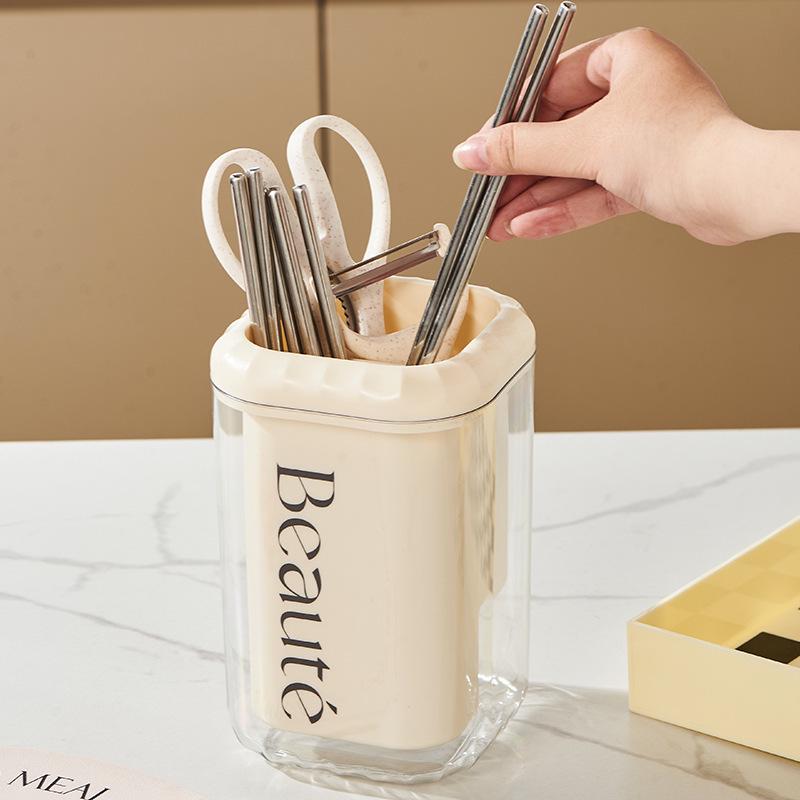 

Cream-Style Chopstick Holder & Utensil Storage Box