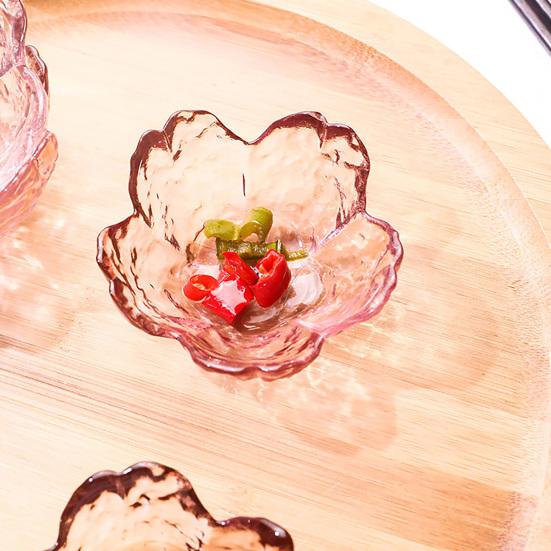 Squisito Regalo in Vetro per Amici Mini Piatto per Salsa Fiore di Ciliegio, Piatto per Condimenti Stile Giapponese, Vassoio da Dessert Moderno da 60ml Capacità per Casa, Piatto Satinato