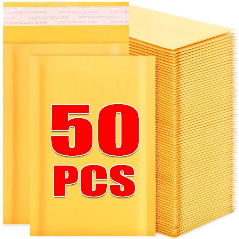 50/10pcs Kraft Bubble Envelopes Bags Mailers Self-adhesive Sealed Waterproof Business Shipping Bag Gift Packaging Storage Pouch