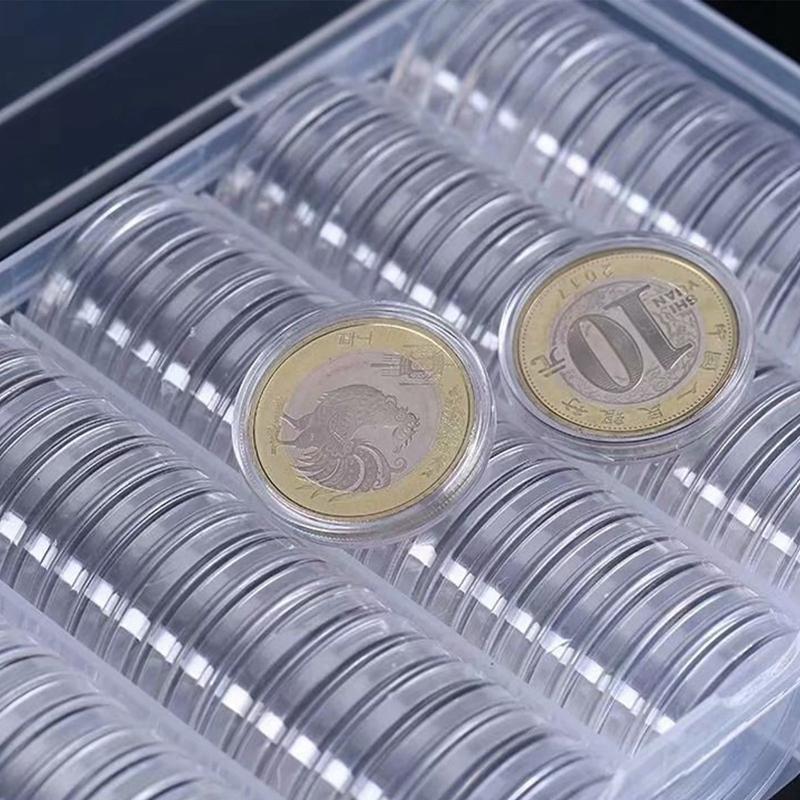 100 Stück Klare Münzkapselhalter Hülle 27/30mm Transparent Gedenk- Sammelmünz Aufbewahrungsbox Sammlerbedarf