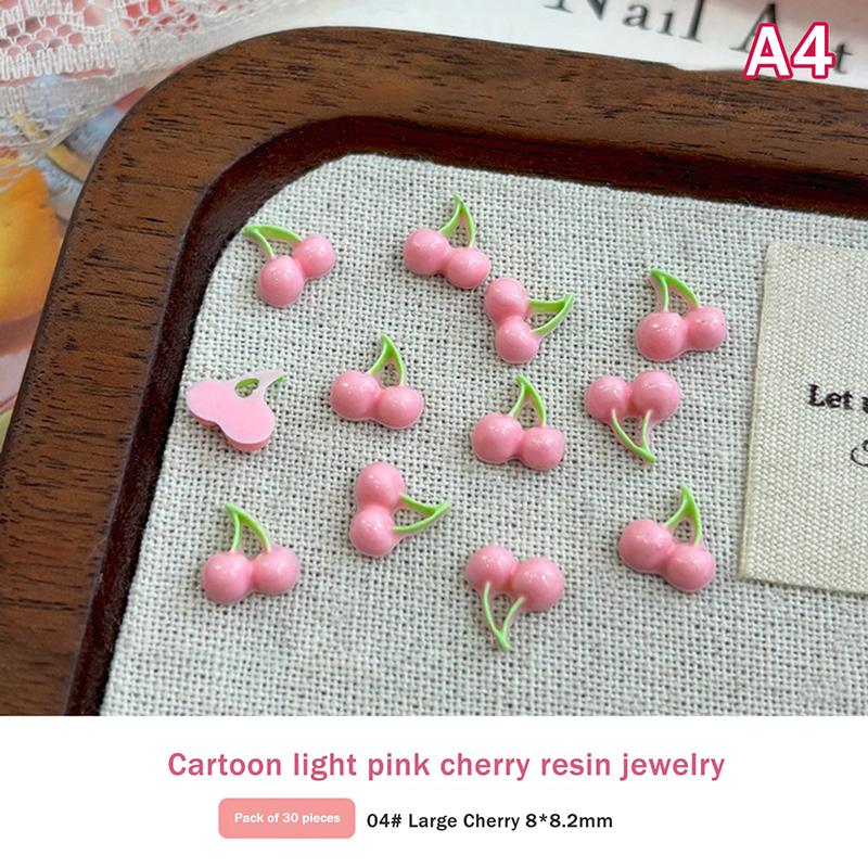 

30 Pcs Cute Mini Kawaii Cartoon Fruit Cherry Flat Back Resin Scrapbook Diy Manicure Wedding Hairpin Accessories Craft