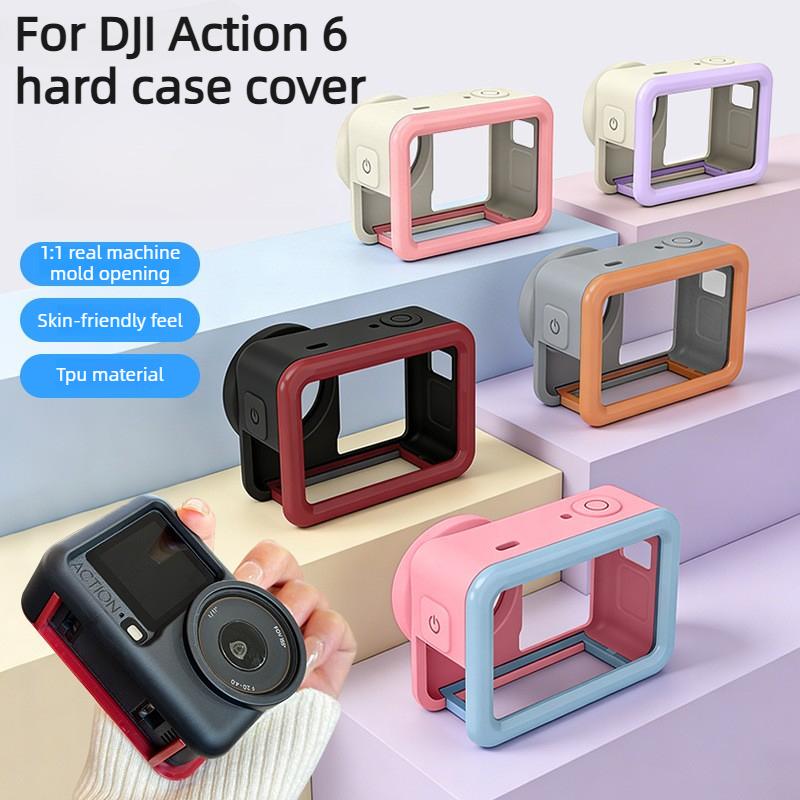 For DJI Action 6 ABS Frame Protective Case Extended Adapter Cover Anti-fall Quick-Release Design TPU Rabbit Cage Hard Case Cover