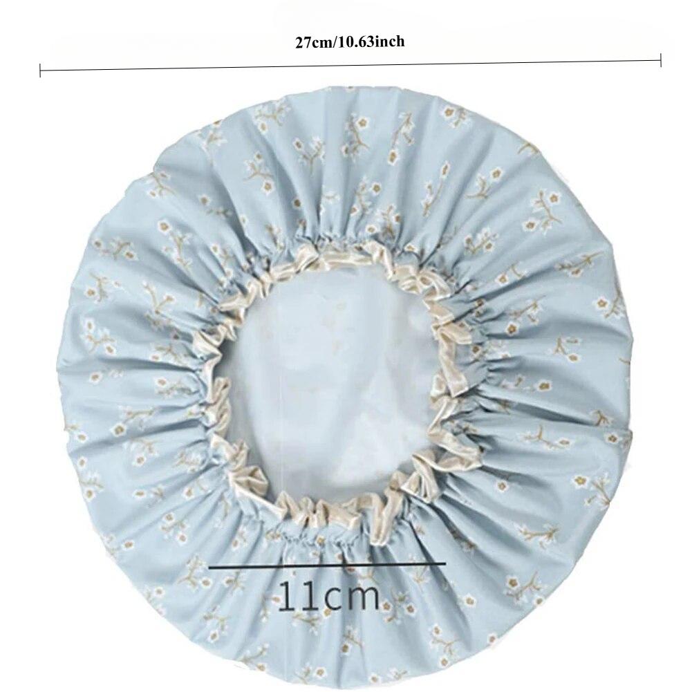 Waterproof Bath Hat Women Shower Cap Elastic Reusable Bath Hat Bathroom Double Layers Hair Cover Women Bathroom Accessories