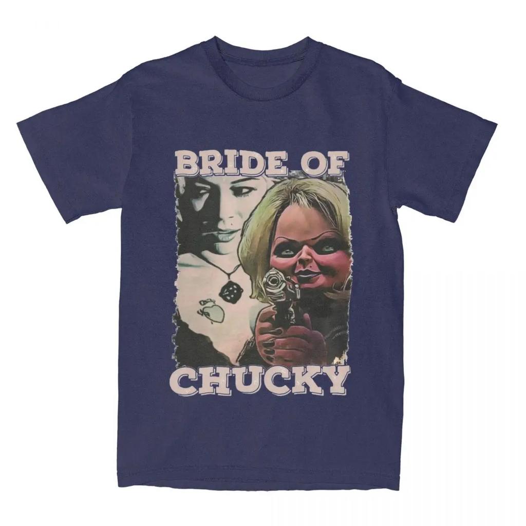 Bride Of Chucky T Shirts Horror Movie Awesome Tees Short Sleeve Crewneck T-Shirt Cotton 6XL Clothes