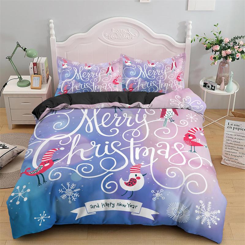Cartoon Santa Claus Bedding Set King Queen Size Microfiber Christmas Dogs 3D Print Duvet Cover For Kids Pillowcases Home Textile