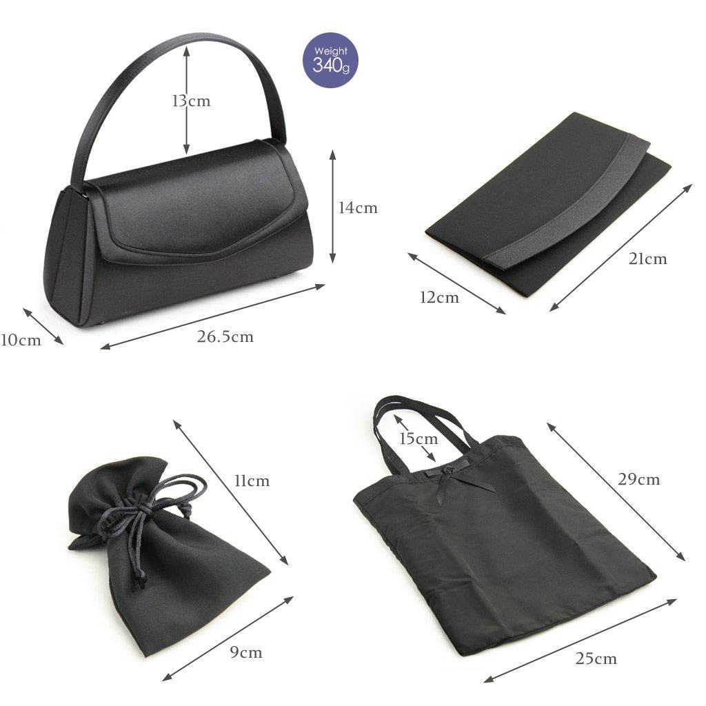 [Ivy] Black Formal Bag Set of 4 (Includes a Tote Bag, a Fukusa (Clothing Bag), and a Drawstring Bag for Prayer Beads)