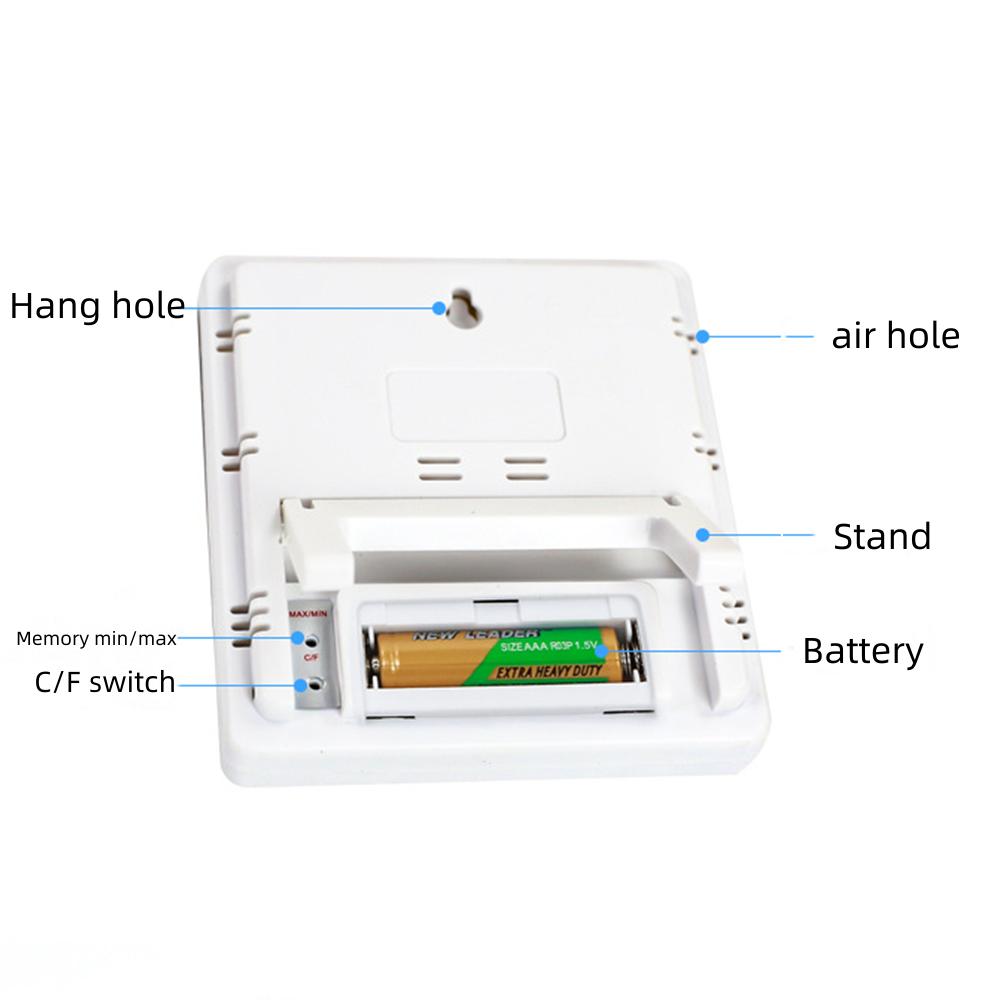 Hygrometer Thermometer Temperature Humidity Meter Alarm Clock Calendar Tester with LCD Screen for Eyelash Extensions
