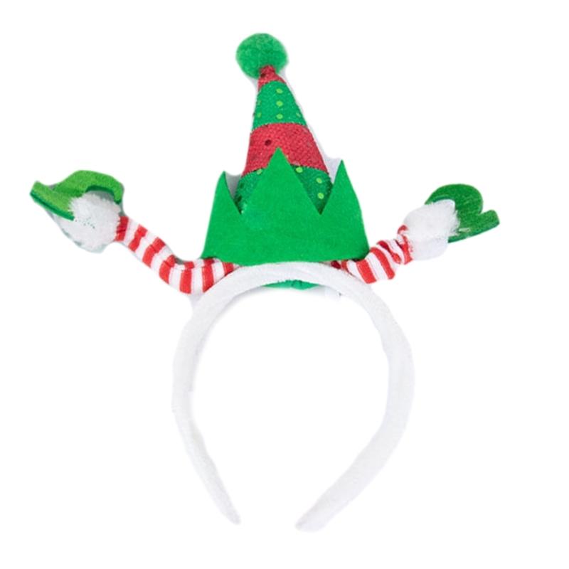 Cute Christmas Hat Tree Headband with Glitter Funny Hat Hair Hoop Novelty Party Headdress Headwear Party