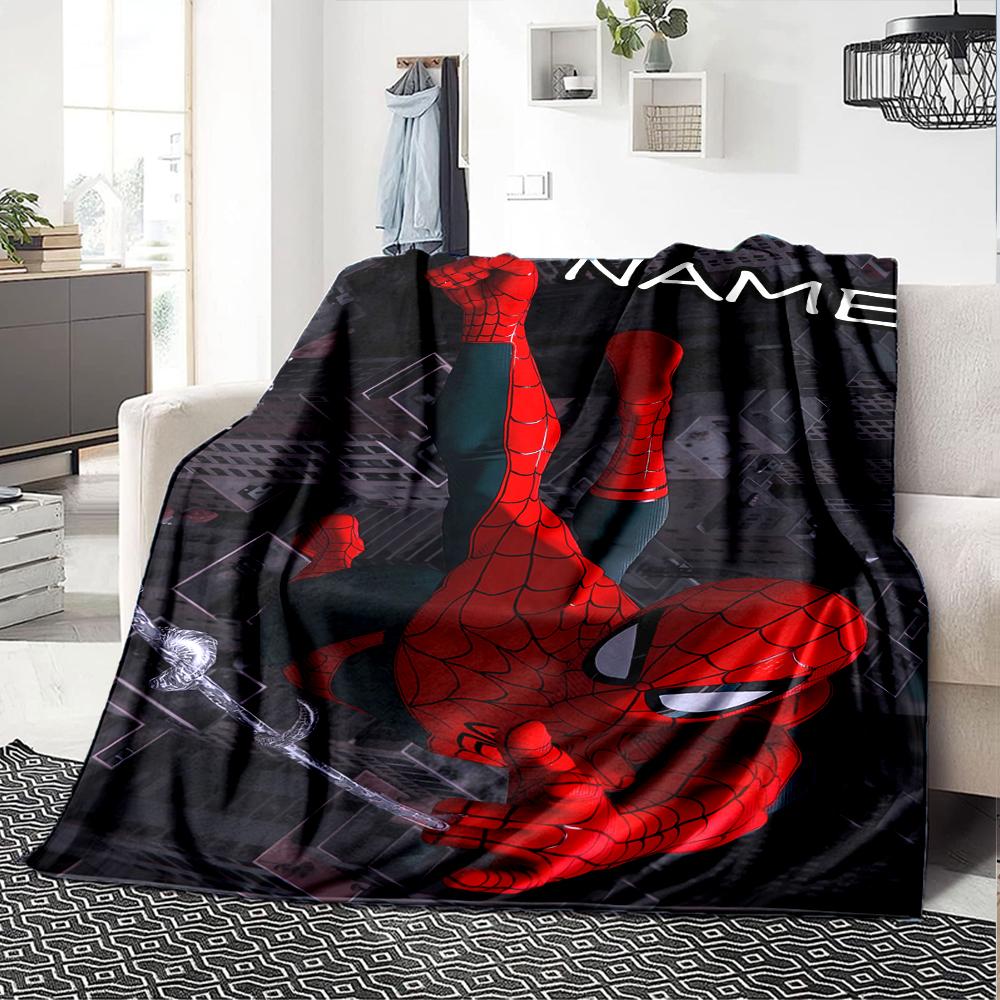 Customiz Name Personality Spider-Man Blanket Soft &Warm Sofa Office Bed Travel Lunch Break Blanket, Gift Suitable All Seasons