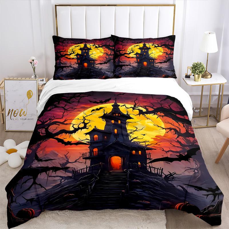 3pcs Halloween Decor Duvet Cover Set, Cover For Bedroom Guest Room (1 Duvet Cover + 2 Pillowcase, Without Quilt), yy250922235