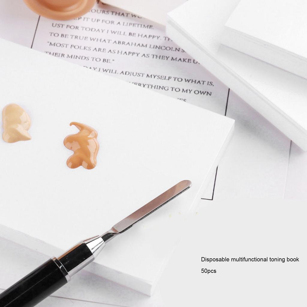 50 Sheets Disposable Makeup Mixing Palette Double Sided Tearable Waterproof Oil Proof Makeup Mixing Tray L