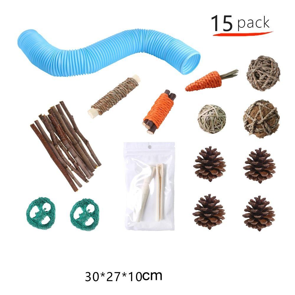 Bite Resistant Hamster Chew Toys Multi Piece Set Interactive Small Animal Toy Set Teeth Grinding Colorful Wooden Pet Toys