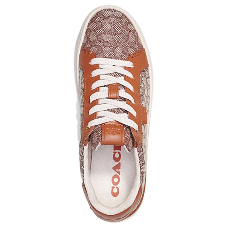 Coach Fabric Round Toe Lace-Up Low-Top Casual Shoes Women sneakers Brown CN171-URC