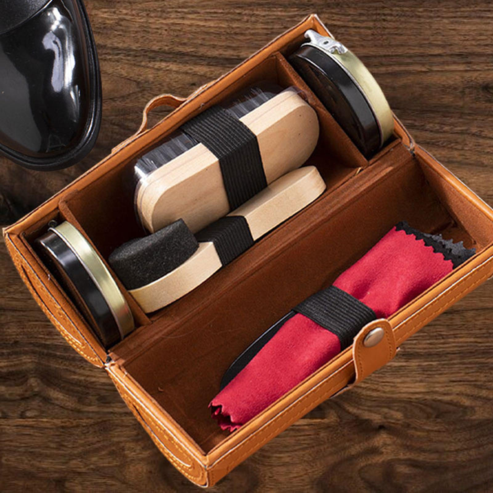 Набор по уходу за обувью с щеткой и бесцветным маслом для ухода за ботинками 7pcs Set