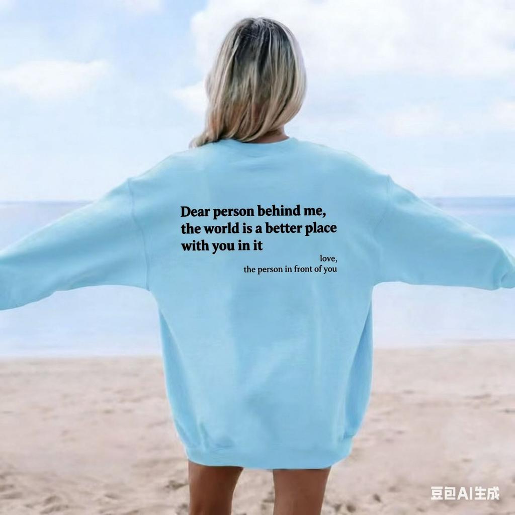 Popular you are enough dear people casual crew neck long sleeve printed fleece sweater