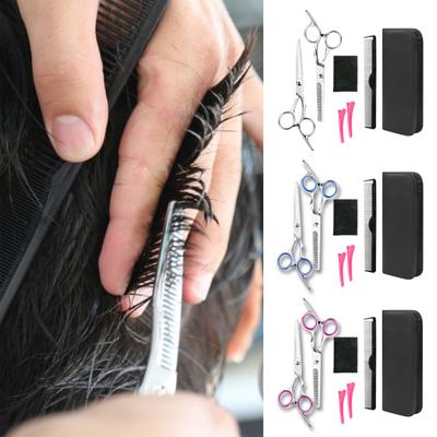 1 Set Hair Cutting Scissor Kit with Case Professional Salon Barber Stainless Steel Hairdressing Thinning Shears Comb Hair Clips Cleaning Cloth Set