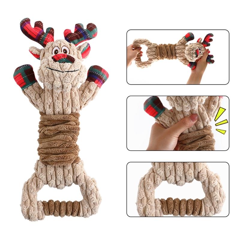 Christmas Dogs Toy Bites-Resist Stuffed Toy Funny Interactive Elasticity Dogs Chew Toy for Outdoor Dogs Tooth Molar Tool