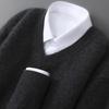 Men'S Pure Cardigan V-Neck Pullover Long Sleeve Sweater Business Casual Warm Cashmere Knitted Bottom Top
