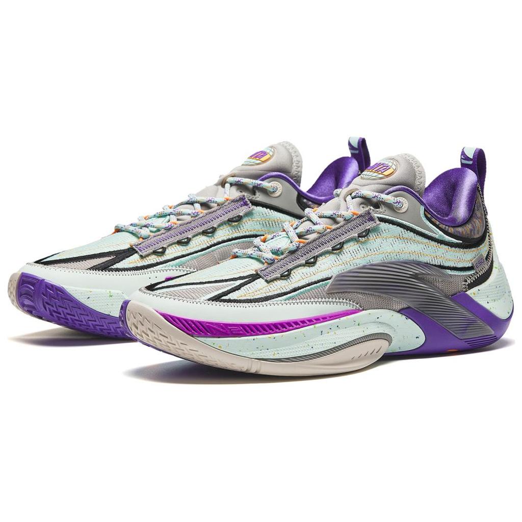ANTA Men Professional Basketball Shoes Mint Green Purple Grey Splatter 912421111Q-3