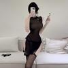 Skinny Sexy Cheongsam Dress Hollow Chest Mesh See-through Nightdress Pure Temptation No Pajamas Women