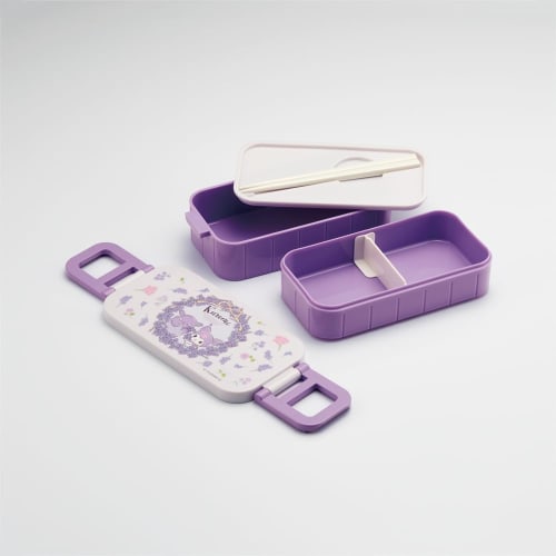 Skater Bento Box Kuromi Květinový věnec Sanrio 600ml Antibakteriální 2 vrstvy pro ženy Vyrobeno v Japonsku YZW3AG-A