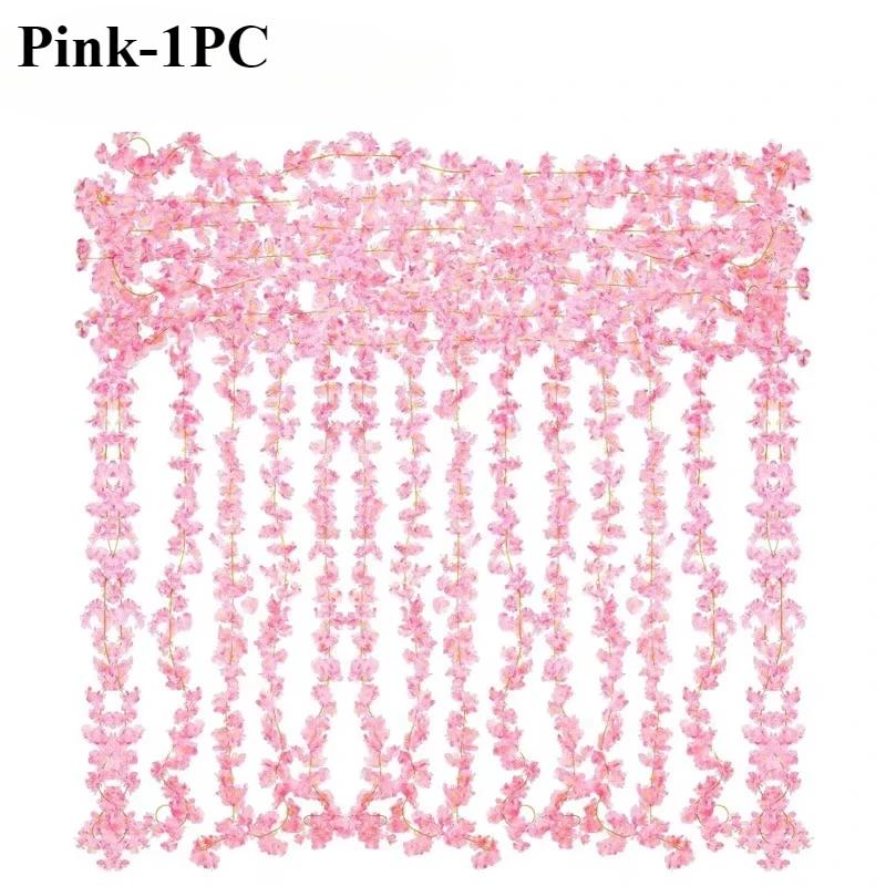 

1-10PCS 180cm Artificial Cherry Blossom Garland Fake Flower Vine Wall Hanging Decor Wedding Party Backdrop Home Garden Decor