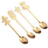 4Pcs Gold/Silver Christmas Coffee Spoons with Gift Box Stainless Steel Gingerbread Man Dessert Spoons Cutlery Spoon Xmas Gift