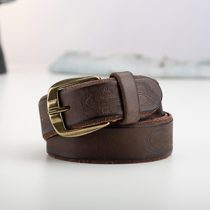 Personalitate Retro Primul Strat Piele de Vacă Gravat Curea Bărbați Piele Cataramă cu Ac Modă Lejeră Blugi Pantaloni Casual Curea