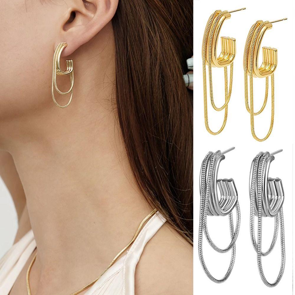 Ear Accessory Women's Drop Earrings Metal Dangle Earrings Tassel Geometric Earrings Wedding